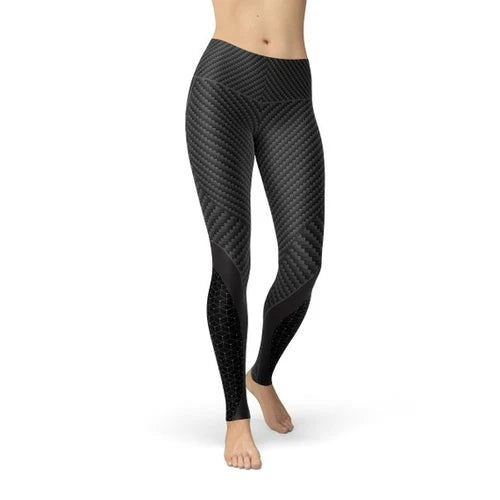 Mallas Deportivas Estampadas de Fibra de Carbono